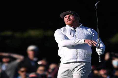 Watch Canelo Alvarez hit incredible shot just inches from hole in one as host of celebs play at..