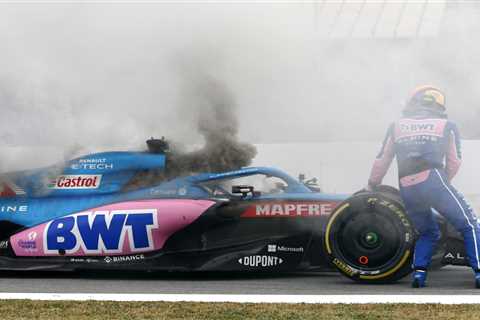 Alpine driver Fernando Alonso forced to abandon car after it goes up in smoke during F1 testing