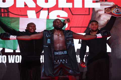 Anthony Joshua and UFC champ Israel Adesanya walk out Lawrence Okolie and watch Brit win hug-heavy..