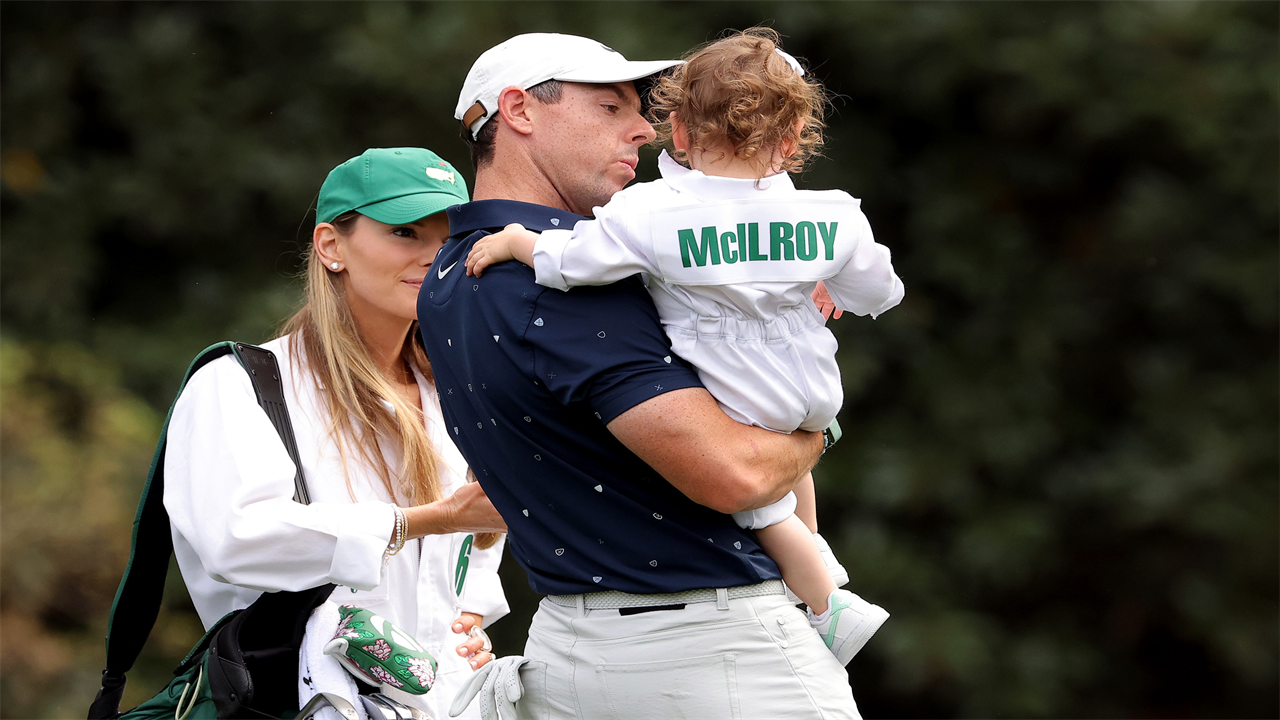 Rory McIlroy joined by Erica Stoll and Brooks Koepka tees off with Jena Sims before rain calls off Masters par-3 contest