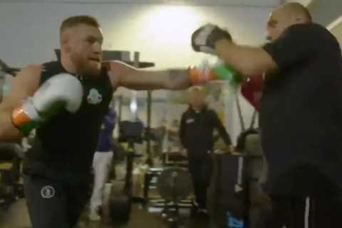 ‘Shots nightmares are made of’ – Conor McGregor shows off boxing skills on pads as UFC star ramps..