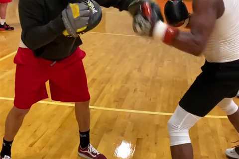 Watch Floyd Mayweather show off incredible hand speed aged 45 as he prepares for boxing comeback..