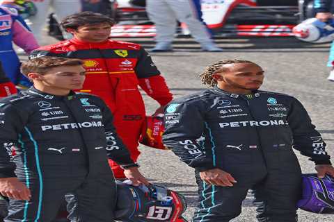 Lewis Hamilton eyes up a skydive for Mercedes team-mate George Russell after taking fellow Brit..