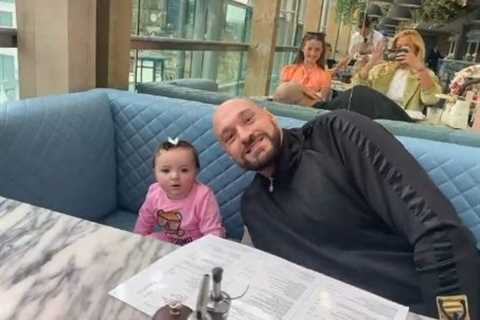 Tyson Fury treats ‘pregnant’ Paris and kids to dinner as baby daughter Athena ‘sits like a grown..