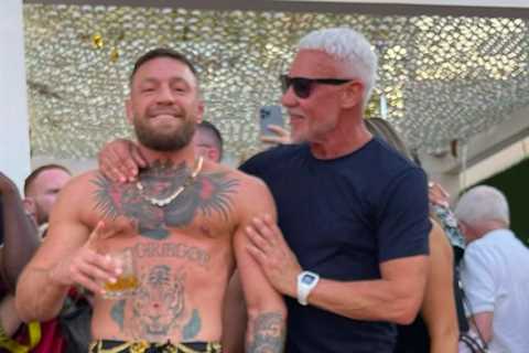 Topless Conor McGregor parties with Gary Lineker’s brother Wayne in Ibiza during UFC star’s wild..