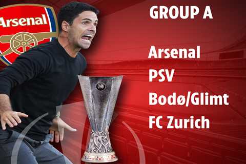 Arsenal face tricky PSV clash in Europa League Group A as Mikel Arteta’s Gunners also draw..