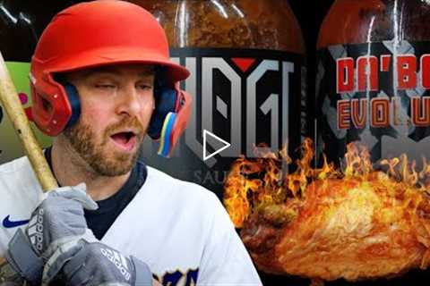 Pro Baseball Player Eats Hot Wings And Tries To Hit A Home Run