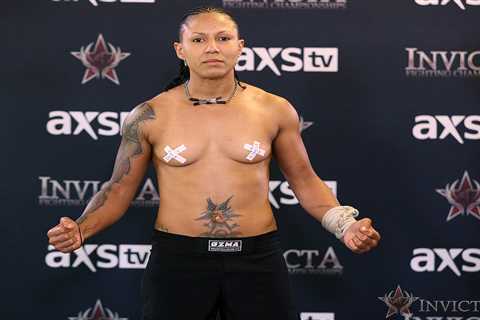 MMA star Helen Peralta stages topless protest at weigh-in as she continues attack against Disney