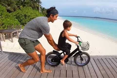 LEARN TO RIDE A BIKE in the Maldives - Soneva Fushi