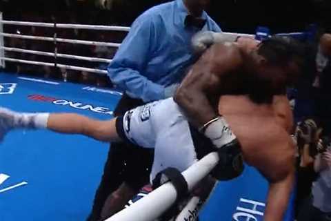 Watch boxer Montana Love get disqualified after throwing rival Steve Spark OUT OF THE RING to leave ..