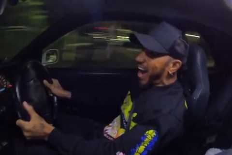 Formula 1 star Lewis Hamilton slammed for doing doughnuts in a £155,000 Nissan Skyline supercar on..