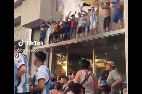 Watch shocking moment roof collapses during wild celebrations in Argentina after World Cup win over ..