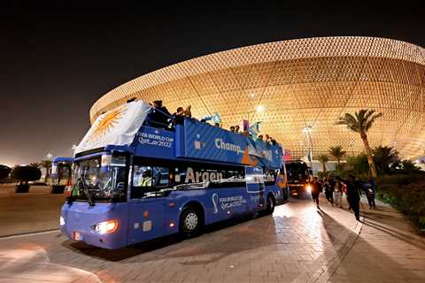 Argentina stars get party started early with open top bus parade in Qatar with World Cup before..