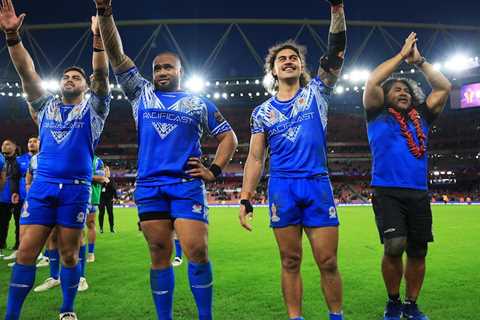 Samoa’s Rugby League World Cup side receive heroes’ welcome on trip home to Apia