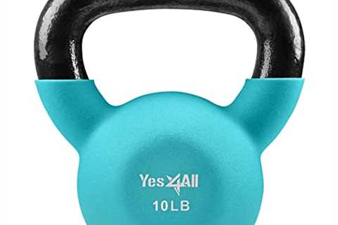 Yes4All Neoprene Coated Kettlebell Weights, Strength Training Kettlebells (10Lb - Peacock Blue)..