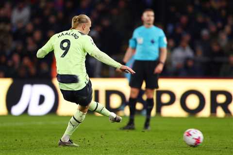 Manchester City close gap on leaders Arsenal to two points as Erling Haaland’s penalty piles..