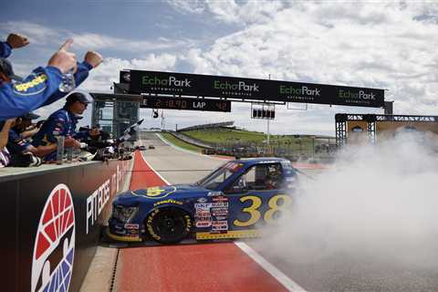 ‘Might want to put that out’ – Watch Nascar winner’s car burst into FLAMES after celebratory..