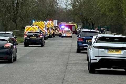 10 emergency vehicles called to Man Utd training ground as car goes down ditch