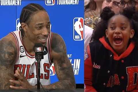 DeMar DeRozan reacts to his daughter screaming during Raptors free throws 😂