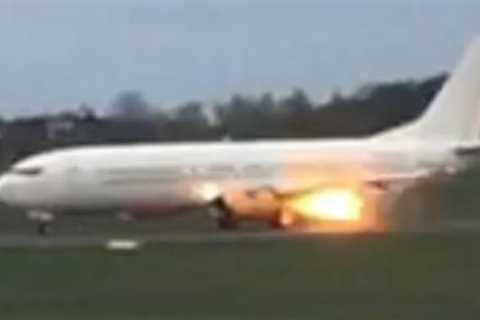 Arsenal team plane bursts into flames on runway as pilot forced to abandon take off after..