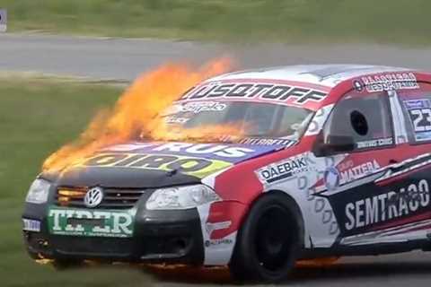 Dramatic moment Emiliano Martinez’s rally driver brother is forced to abandon car after it goes up..