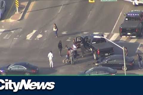 Large fight breaks out in busy Brampton intersection