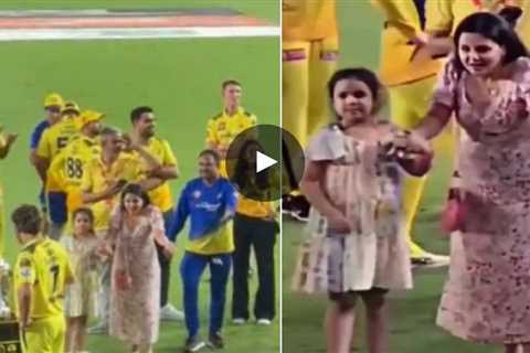 Sakshi insists MS Dhoni to leave the IPL trophy and hug her in an unseen video clip