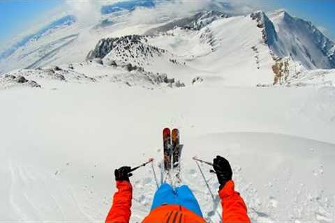 Skiing straight down a 40 degree mountain in Jackson Hole