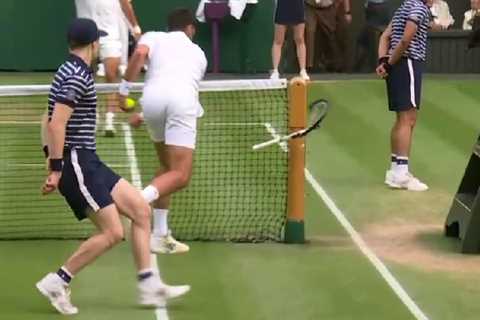 Seething Novak Djokovic DENTS Wimbledon net in furious outburst… before giving his mangled racket..