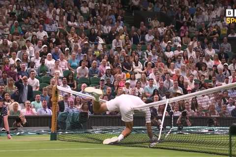 Little-known tennis rule forces Novak Djokovic to take comical tumble over Wimbledon net leaving..