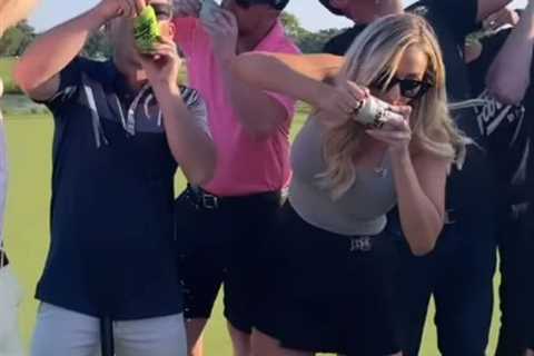 Paige Spiranac stuns fans with busty display as she chugs beer on the golf course