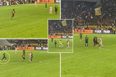 VIDEO; Lionel Messi’s bodyguard sprints onto the pitch and puts pitch invader in headlock-E360hubs