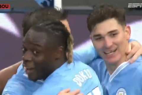 Man City star has tooth knocked out whilst celebrating goal