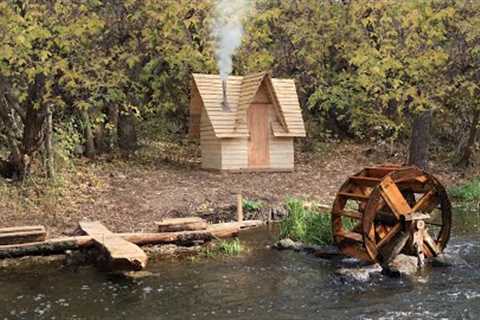 Building a Bushcraft Sawmill to Build a Log Cabin for Survival in the Wild, Catch and Cook