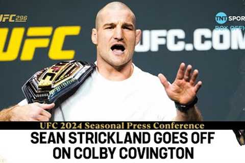 Sean Strickland went OFF on Colby Covington 😳 UFC Seasonal Press Conference  #UFC296