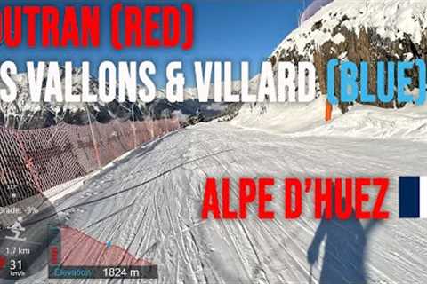 [4K] Skiing Alpe d''Huez, Poutran (Red) - Les Vallons and Villard (Blue), France, GoPro HERO11