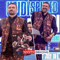 Oleksandr Usyk HILARIOUSLY shows Daniel Dubois 'low blow' photos