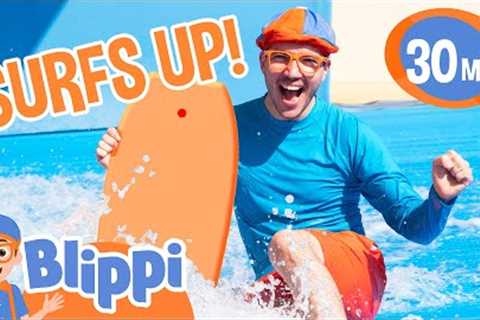 Blippi Learns to Surf at a Water Park! Summer Videos for Kids