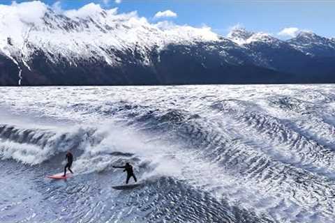 20FT TIDAL BORE MAKES MILE LONG WAVE (ALASKA)